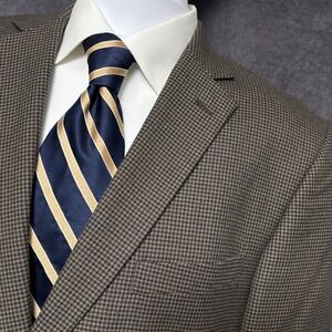 Tasso Elba Sport Coat 44R Brown Check Viscose Blazer Jacket Classic Casual